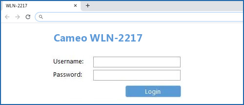 Cameo WLN-2217 router default login
