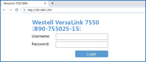 Westell VersaLink 7550 (B90-755025-15) router default login