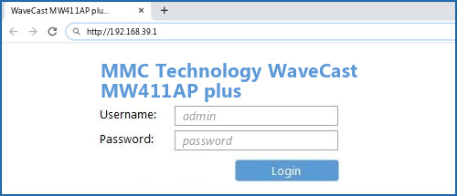 MMC Technology WaveCast MW411AP plus router default login