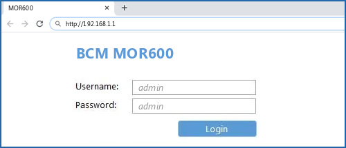 BCM MOR600 router default login