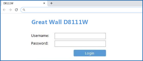 Great Wall D8111W router default login