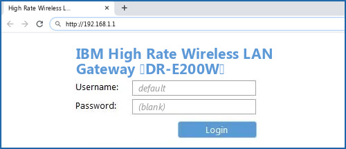 IBM High Rate Wireless LAN Gateway (DR-E200W) router default login