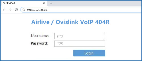 Airlive / Ovislink VoIP 404R router default login