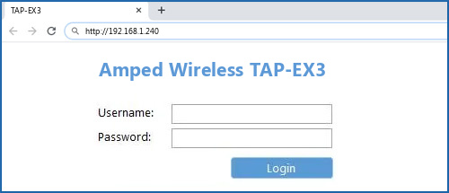 Amped Wireless TAP-EX3 router default login