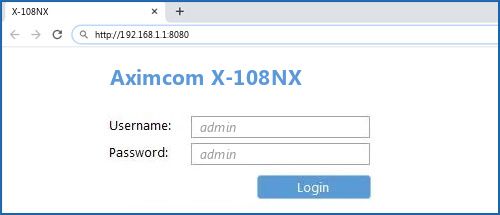 Aximcom X-108NX router default login