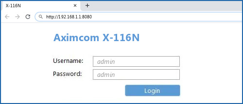 Aximcom X-116N router default login
