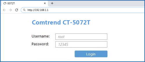 Comtrend CT-5072T router default login