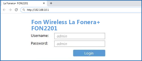 Fon Wireless La Fonera+ FON2201 router default login