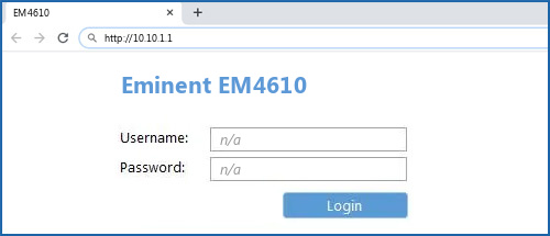 Eminent EM4610 router default login