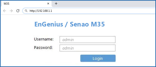 EnGenius / Senao M35 router default login