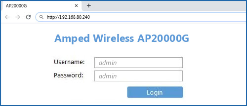 Amped Wireless AP20000G router default login