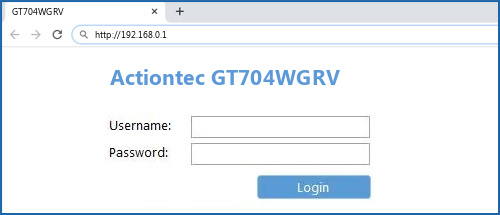 Actiontec GT704WGRV router default login