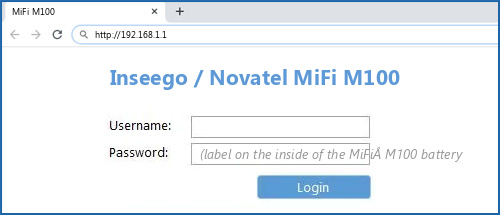 Inseego / Novatel MiFi M100 router default login