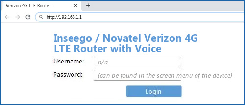 Inseego / Novatel Verizon 4G LTE Router with Voice router default login