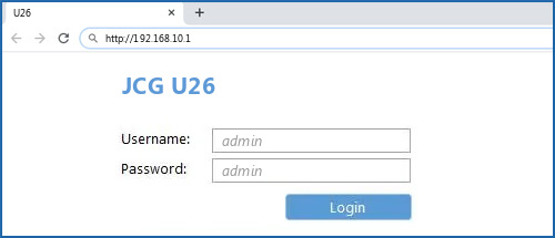 JCG U26 router default login