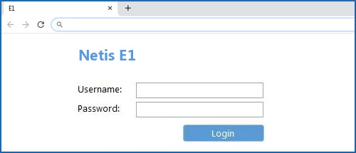 Netis E1 router default login