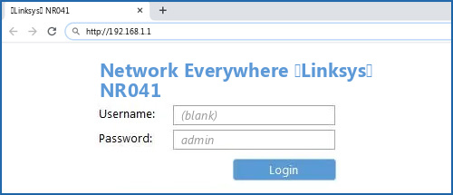 Network Everywhere (Linksys) NR041 router default login