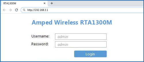 Amped Wireless RTA1300M router default login