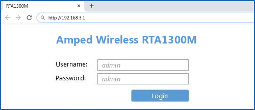 Amped Wireless RTA1300M router default login