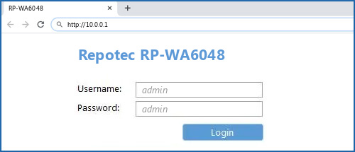 Repotec RP-WA6048 router default login