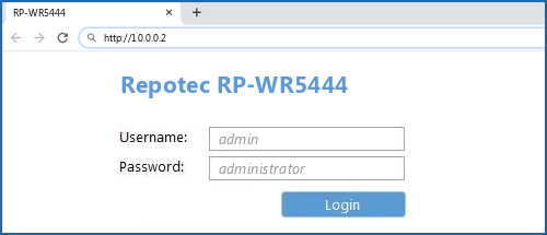 Repotec RP-WR5444 router default login