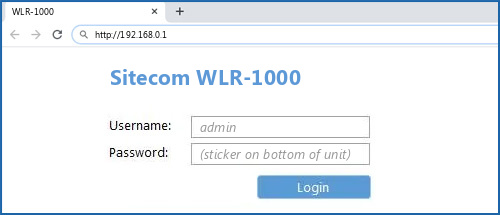 Sitecom WLR-1000 router default login