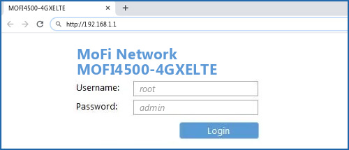 MoFi Network MOFI4500-4GXELTE router default login