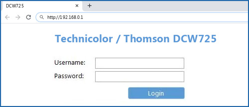 Technicolor / Thomson DCW725 router default login