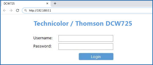 Technicolor / Thomson DCW725 router default login