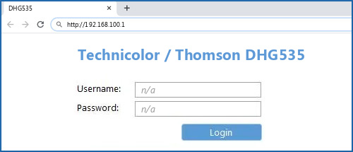 Technicolor / Thomson DHG535 router default login