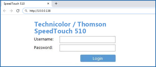 Technicolor / Thomson SpeedTouch 510 router default login