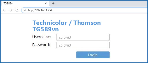 Technicolor / Thomson TG589vn router default login