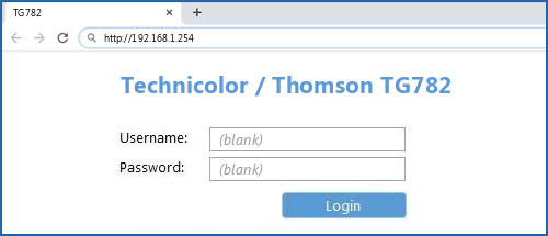 Technicolor / Thomson TG782 router default login