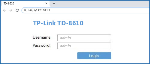 TP-Link TD-8610 router default login