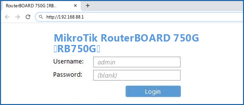 MikroTik RouterBOARD 750G (RB750G) router default login