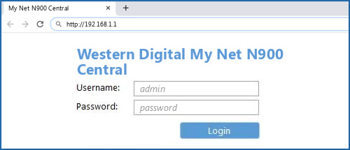 Western Digital My Net N900 Central router default login