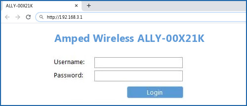 Amped Wireless ALLY-00X21K router default login