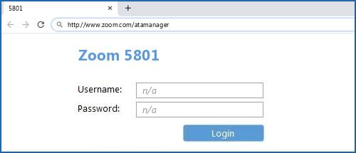 Zoom 5801 router default login