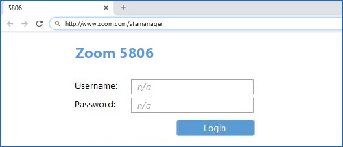 Zoom 5806 router default login