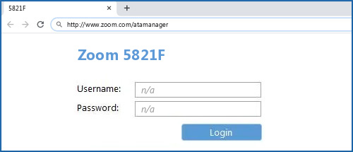 Zoom 5821F router default login