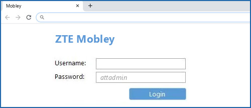 ZTE Mobley router default login