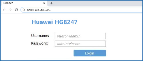 Huawei HG8247 router default login