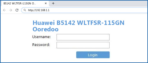 Huawei B5142 WLTFSR-115GN Ooredoo router default login