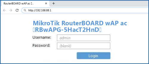 MikroTik RouterBOARD wAP ac (RBwAPG-5HacT2HnD) router default login