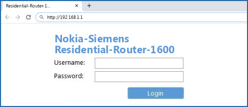 Nokia-Siemens Residential-Router-1600 router default login