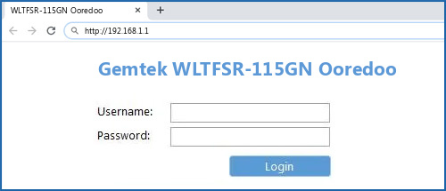 Gemtek WLTFSR-115GN Ooredoo router default login