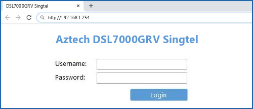 Aztech DSL7000GRV Singtel router default login