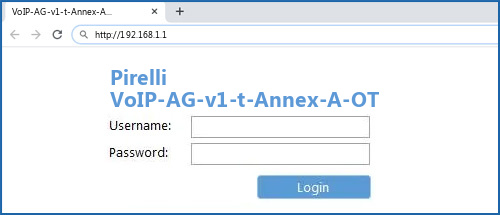 Pirelli VoIP-AG-v1-t-Annex-A-OT router default login