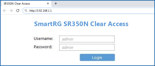 SmartRG SR350N Clear Access router default login