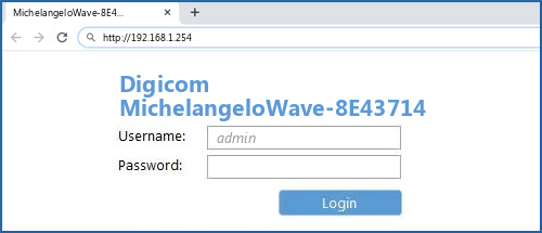 Digicom MichelangeloWave-8E43714 router default login